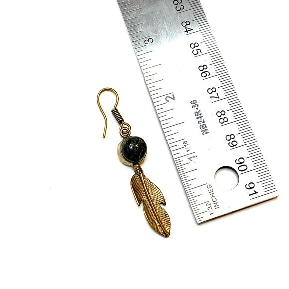 Labradorite Feather Earrings - Picture 4 of 5